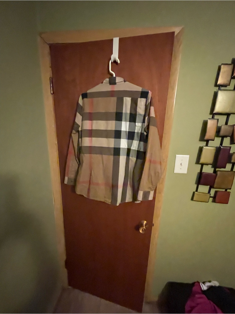 Burberry Classic Check Button-Up Shirt in Tan, Black, White, Red - Picture 8 of 10